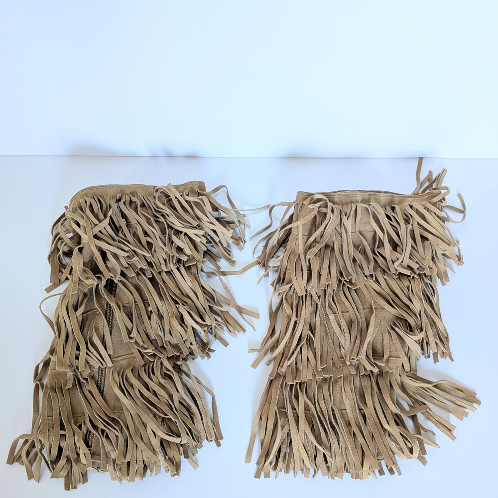 Suede Fringe Leg Warmers